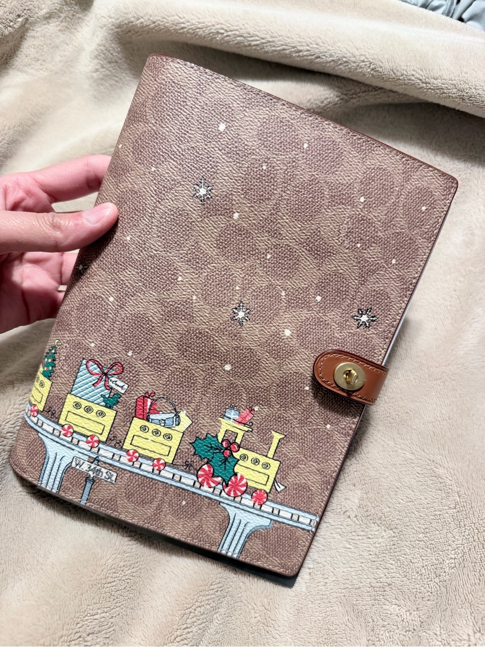 Coach Notebook In Signature Canvas With Holiday Train